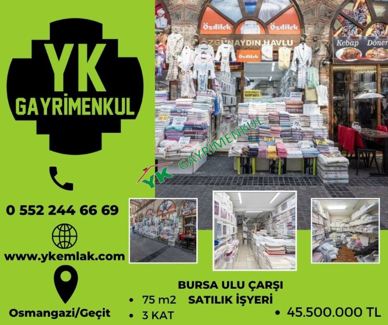 SATILIK ULU CAMİ VE KAPALI &Ccedil;ARŞI KONUMUNDA İŞ YERİ